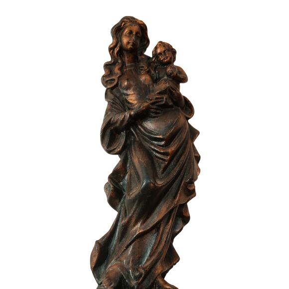 Vintage 92 Handmade Religious Virgin Mary Baby Jesus Wax Wall Sculpture Statue - Picture 3 of 15